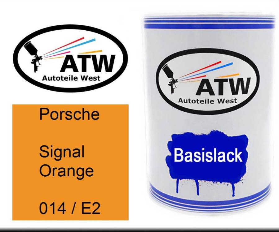 Porsche, Signal Orange, 014 / E2: 500ml Lackdose, von ATW Autoteile West.